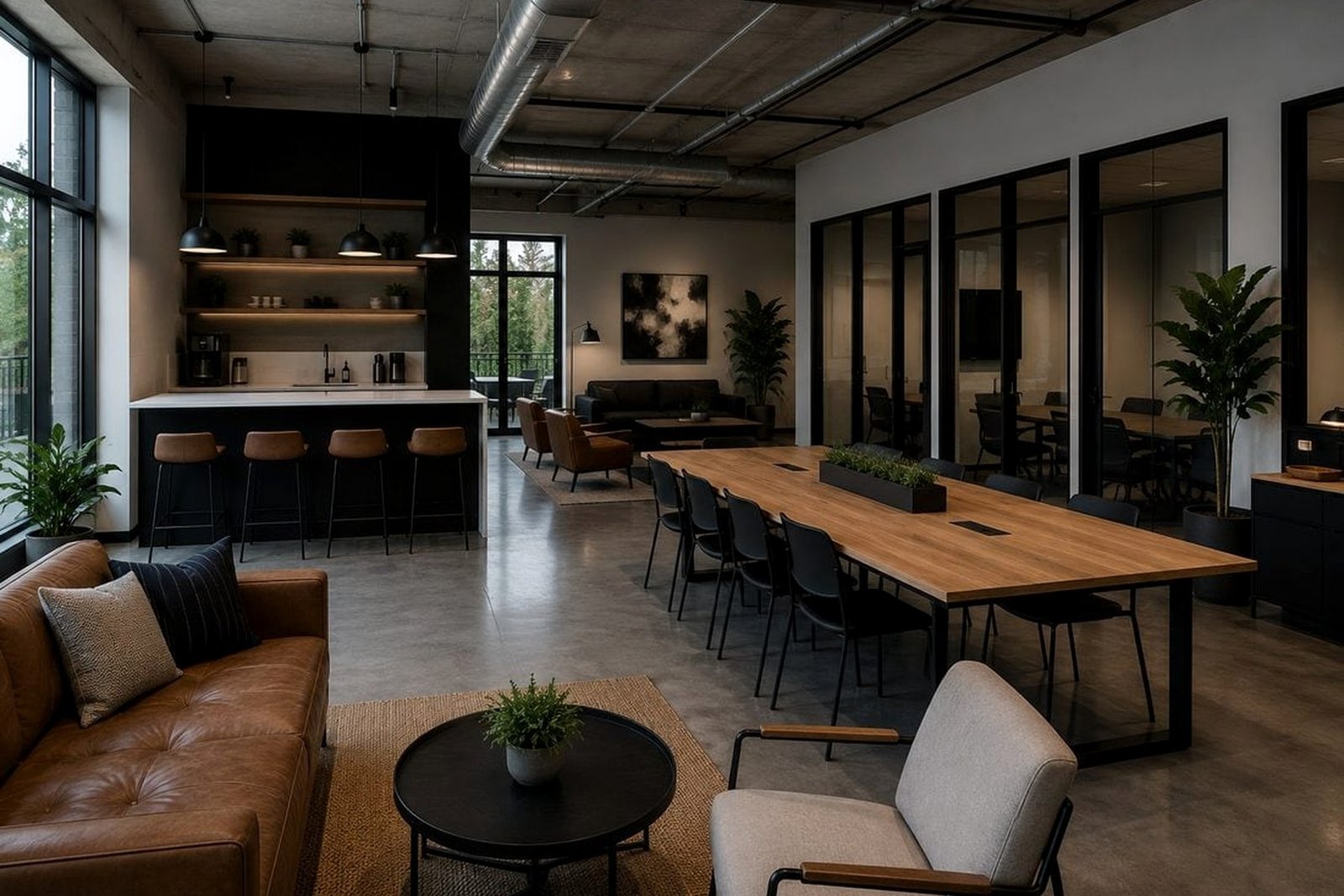 Clean modern commercial office and lounge