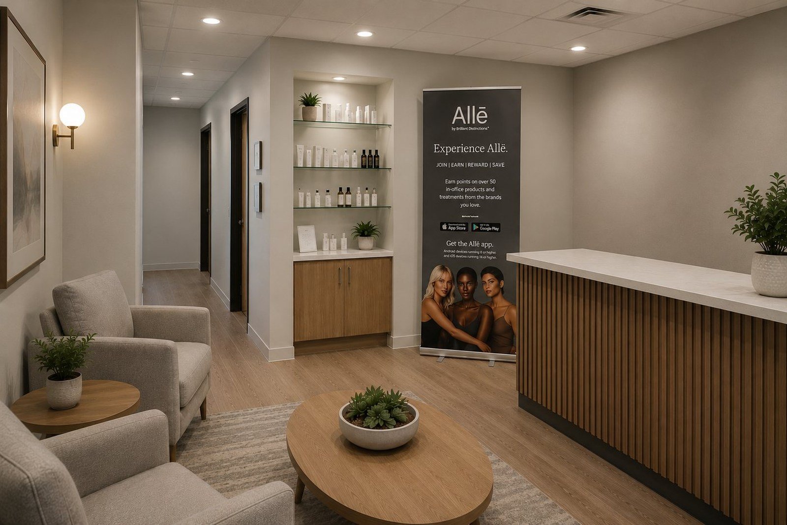 Med spa reception and waiting area