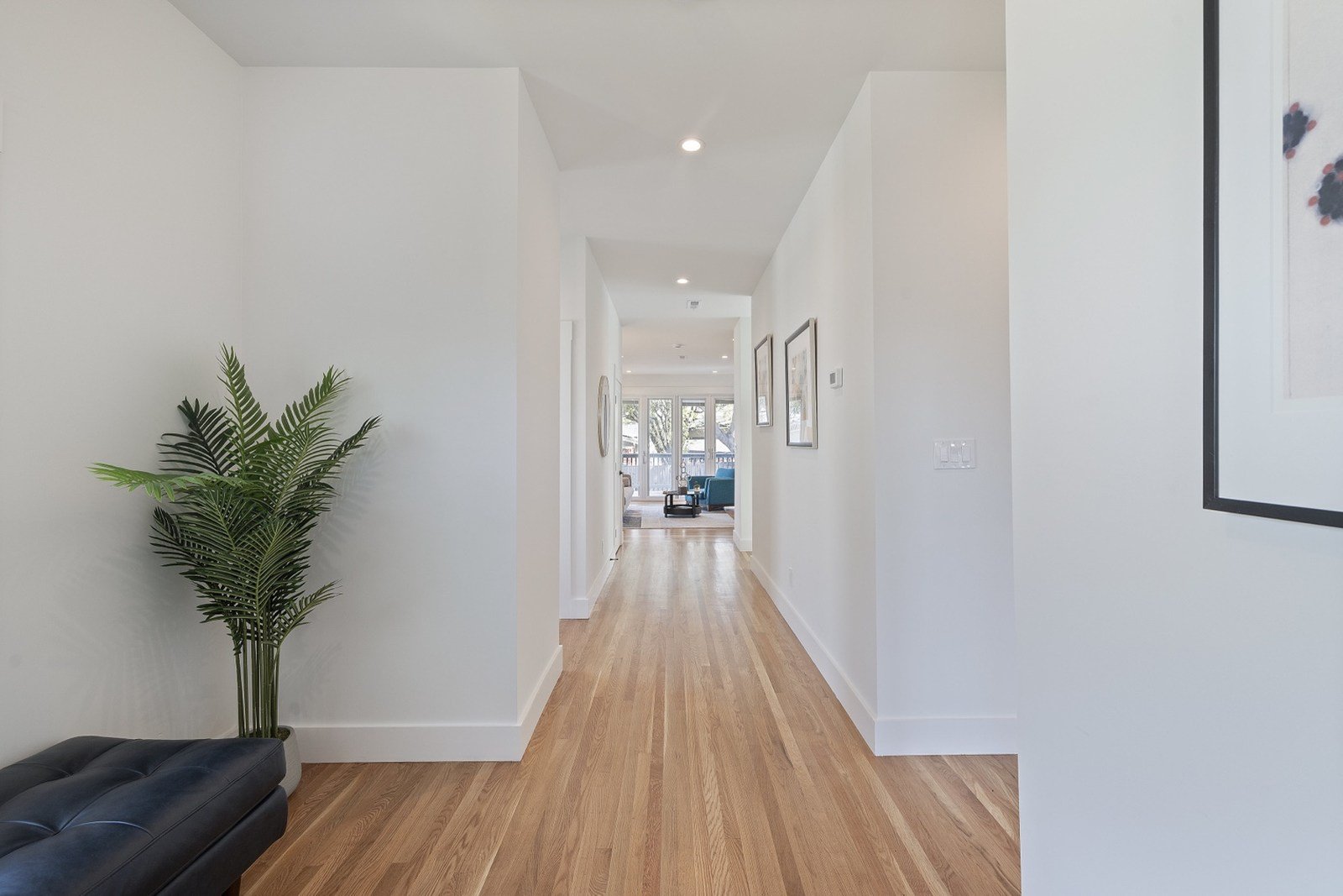 Clean multifamily residence hallway prepared for a new resident